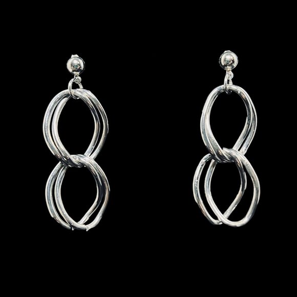 Silver Tone Double Chain Necklace, Bracelet And Earrings Set (5080) - Picture 5 of 6